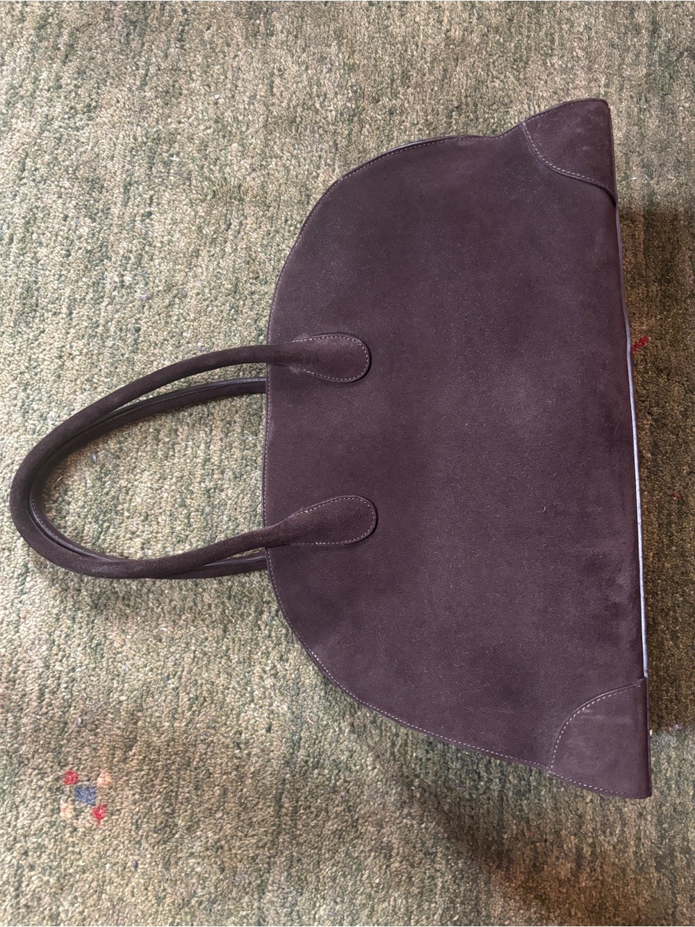 NWT COS Studio Bowling Bag Tote in Dark Brown Suede - Picture 9 of 11